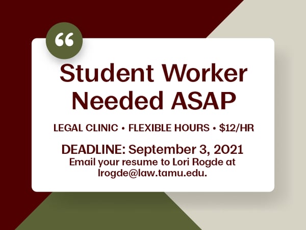 Clinic Student Worker ad 8-23-21-1-1